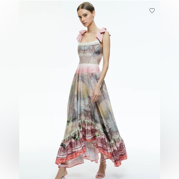 NWOT Alice + Olivia Rosalee Tie Strap Bustier Maxi Dress - Picture 5 of 7